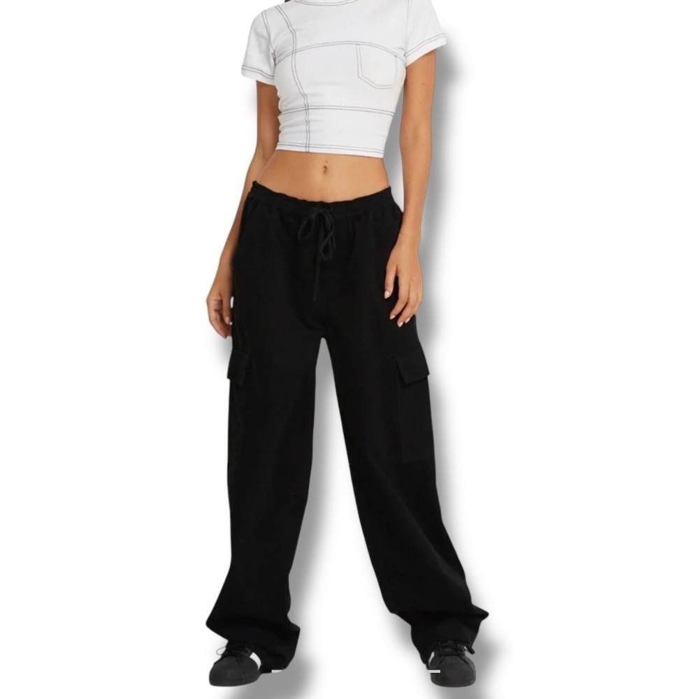 MOTEL Geona Wide Leg Cargo Trouser Y2K 90's Grunge Goth Pull on Pant Women's XL‎